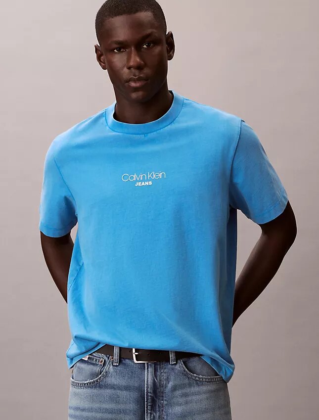 T-shirt classica con logo acid wash T-shirt classica con logo acid wash