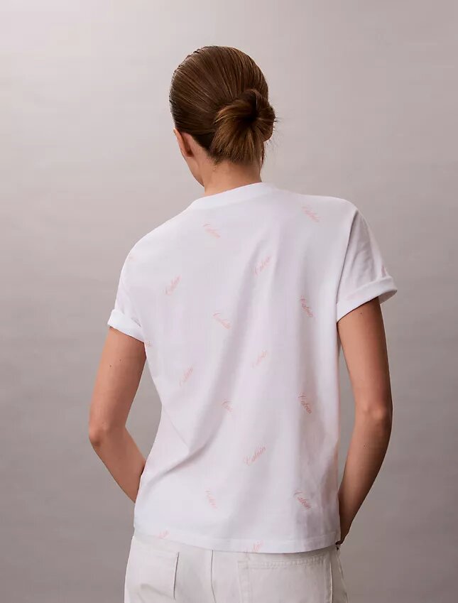 T-shirt classica con logo in caratteri script su tutta la superficie T-shirt classica con logo in caratteri script su tutta la superficie