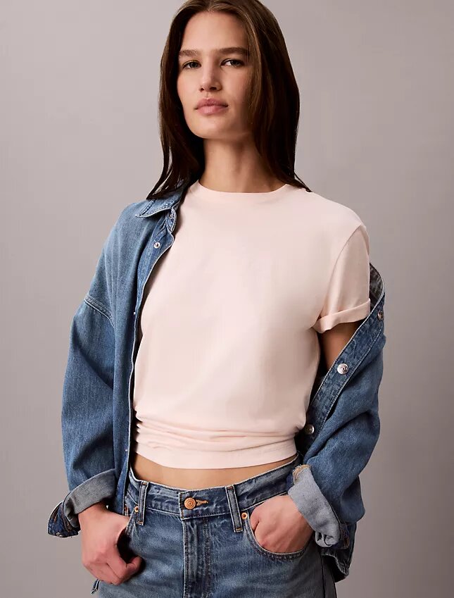 T-shirt classica con logo in feltro T-shirt classica con logo in feltro