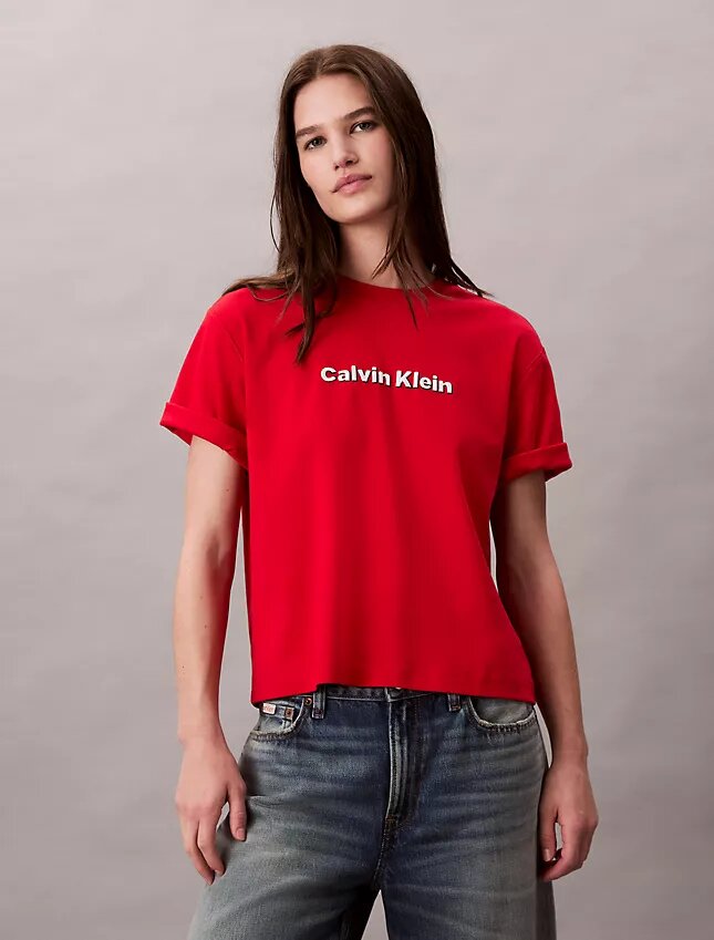 T-shirt classica con logo ricamato T-shirt classica con logo ricamato