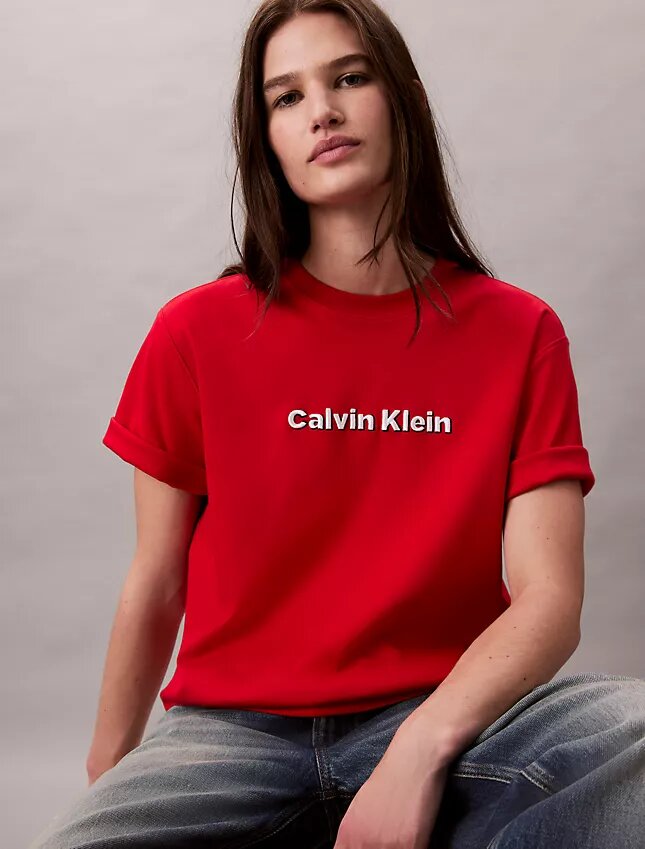 T-shirt classica con logo ricamato T-shirt classica con logo ricamato
