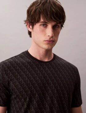 T-shirt classica con Monogram su tutta la superficie in cotone Liquid Touch