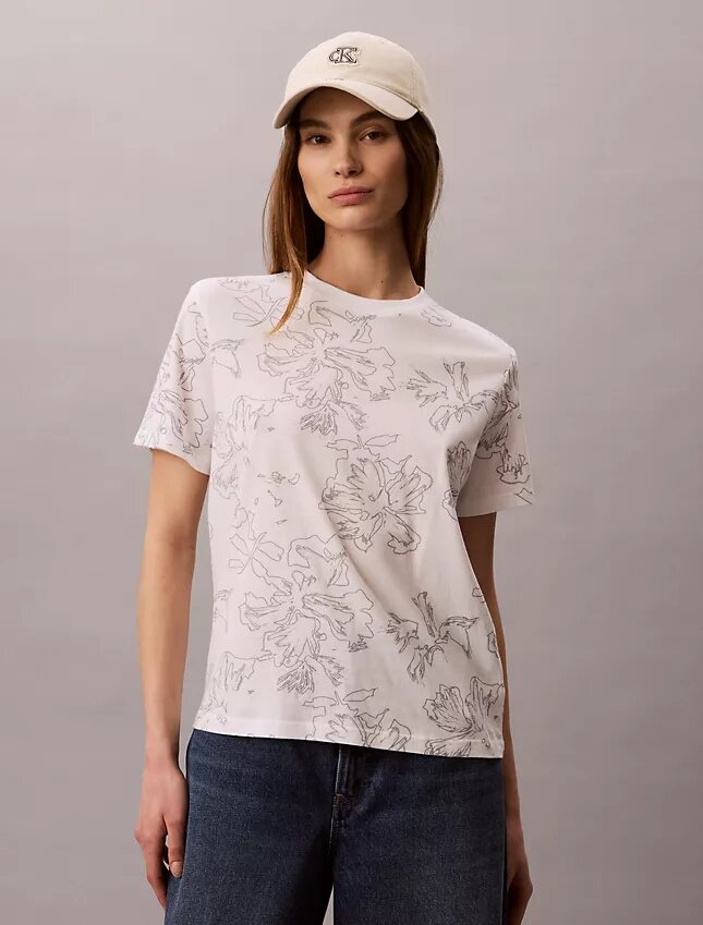 T-shirt classica con stampa floreale T-shirt classica con stampa floreale