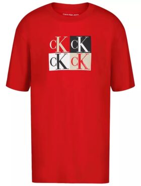 T-shirt classica da bambino con grafica Monogram a blocchi di colore