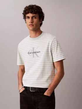 T-shirt comoda a righe con Monogram
