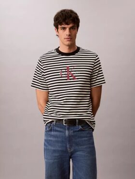T-shirt comoda a righe con Monogram
