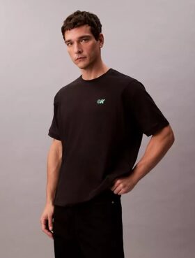 T-shirt comoda con logo grafico in piqué rinfrescante