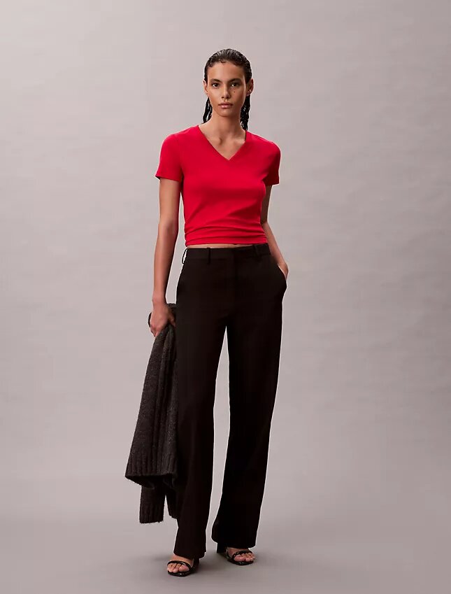 T-shirt comoda con scollo a V in cotone Liquid T-shirt comoda con scollo a V in cotone Liquid