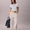 T-shirt corta con bordo a ringu e grafica con logo T-shirt corta con bordo a ringu e grafica con logo
