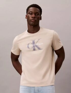 T-shirt Monologo con effetto sfocato