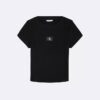 T-shirt per bambine in tessuto a costine Monologo T-shirt per bambine in tessuto a costine Monologo