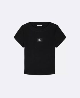 T-shirt per bambine in tessuto a costine Monologo