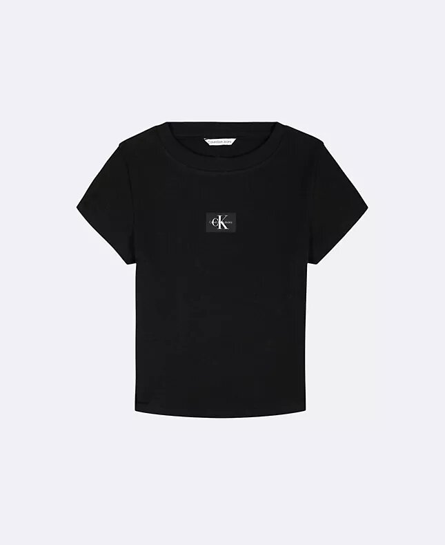 T-shirt per bambine in tessuto a costine Monologo T-shirt per bambine in tessuto a costine Monologo