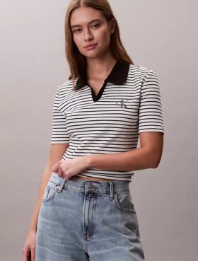T-shirt polo a righe Monologo