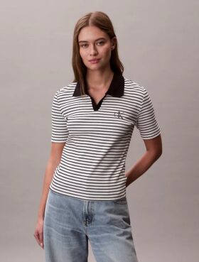 T-shirt polo a righe Monologo