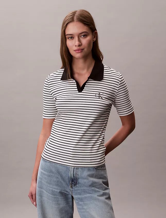 T-shirt polo a righe Monologo T-shirt polo a righe Monologo