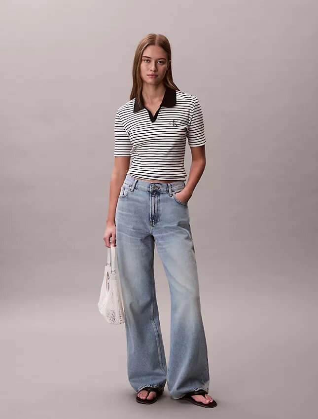 T-shirt polo a righe Monologo T-shirt polo a righe Monologo