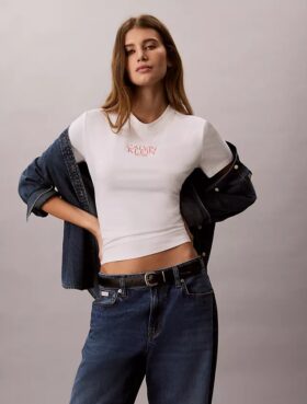 T-shirt slim con grafica del logo