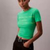 T-shirt slim con logo a strisce T-shirt slim con logo a strisce