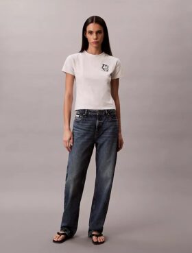 T-shirt slim con logo floreale