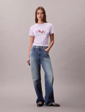T-shirt slim con logo grafico diviso