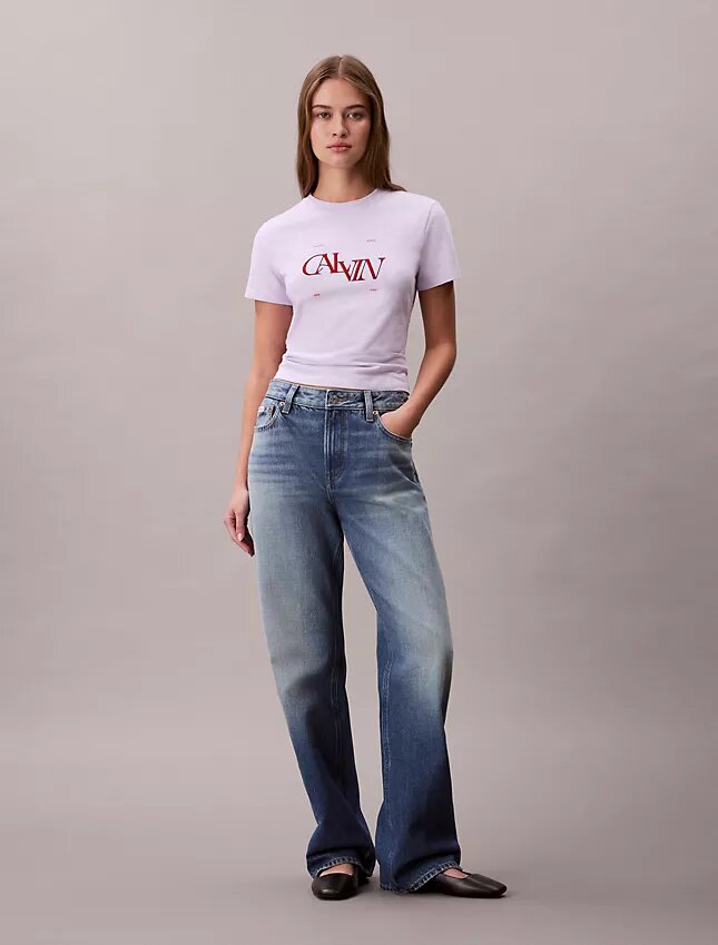 T-shirt slim con logo grafico diviso T-shirt slim con logo grafico diviso