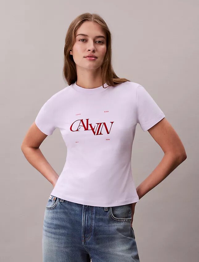 T-shirt slim con logo grafico diviso T-shirt slim con logo grafico diviso