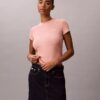 T-shirt slim con logo grafico e bordi a costine T-shirt slim con logo grafico e bordi a costine