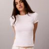 T-shirt slim con logo grafico e bordi a costine T-shirt slim con logo grafico e bordi a costine