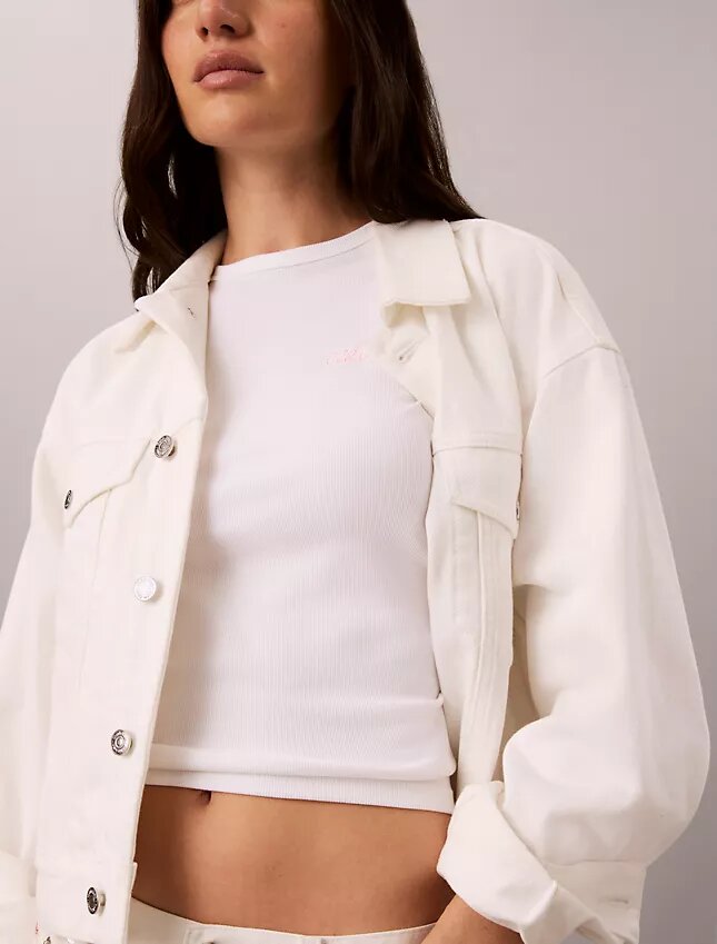 T-shirt slim con logo grafico e bordi a costine T-shirt slim con logo grafico e bordi a costine