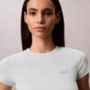 T-shirt slim con logo grafico e bordi a costine T-shirt slim con logo grafico e bordi a costine