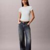 T-shirt slim con logo grafico e bordi a costine T-shirt slim con logo grafico e bordi a costine