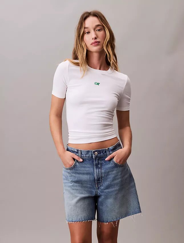 T-shirt slim con logo Monogram in Modal elasticizzato T-shirt slim con logo Monogram in Modal elasticizzato