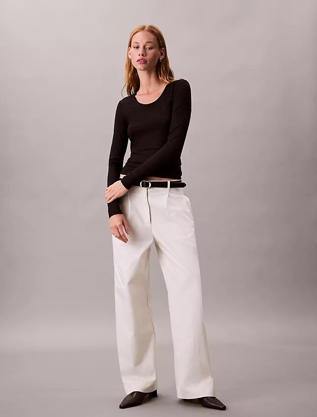 T-shirt slim in Modal elasticizzato a costine T-shirt slim in Modal elasticizzato a costine