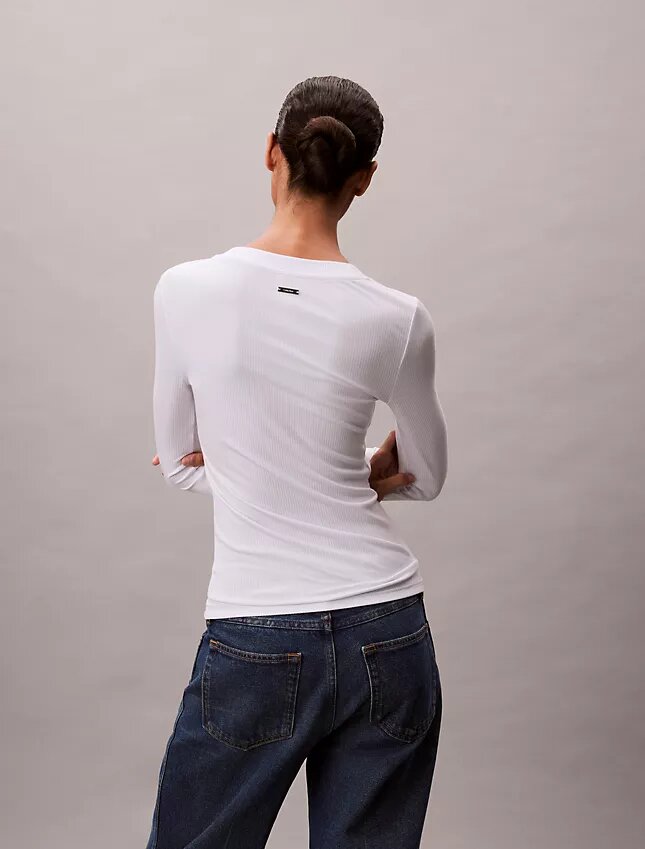 T-shirt slim in Modal elasticizzato a costine T-shirt slim in Modal elasticizzato a costine