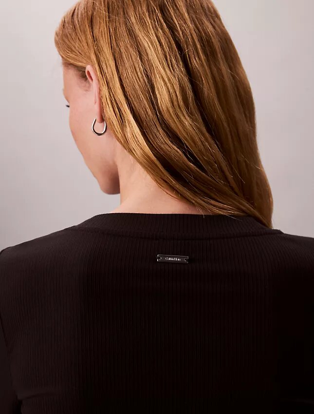 T-shirt slim in Modal elasticizzato a costine T-shirt slim in Modal elasticizzato a costine