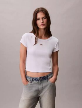 T-shirt slim in tessuto Monologo