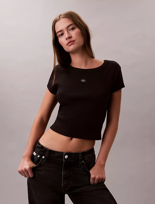 T-shirt slim in tessuto Monologo T-shirt slim in tessuto Monologo
