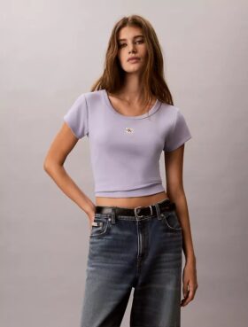 T-shirt slim in tessuto Monologo