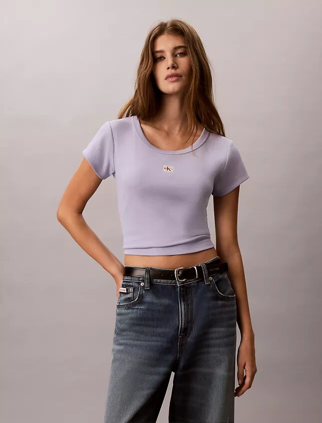 T-shirt slim in tessuto Monologo T-shirt slim in tessuto Monologo