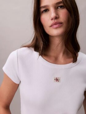 T-shirt slim in tessuto Monologo