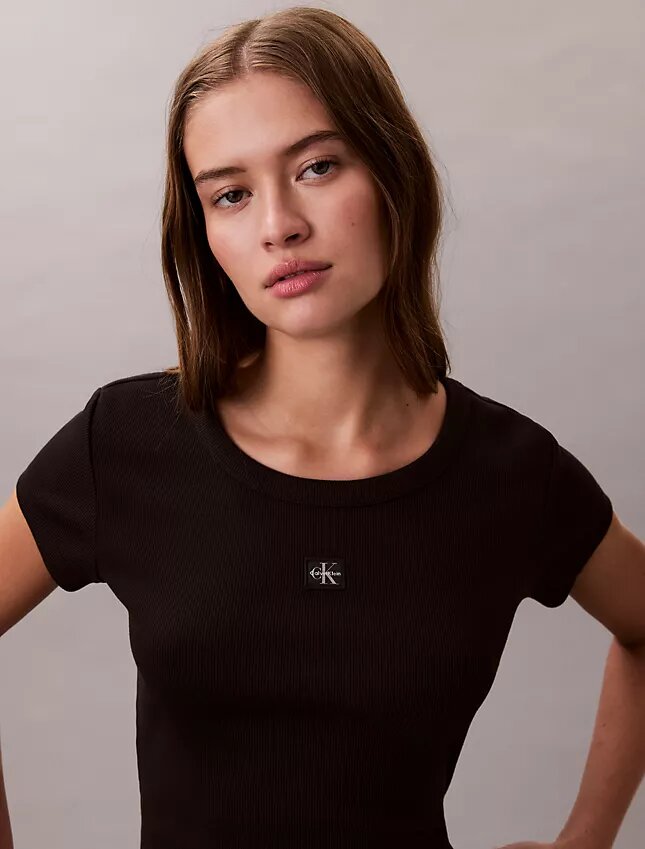 T-shirt slim in tessuto Monologo T-shirt slim in tessuto Monologo