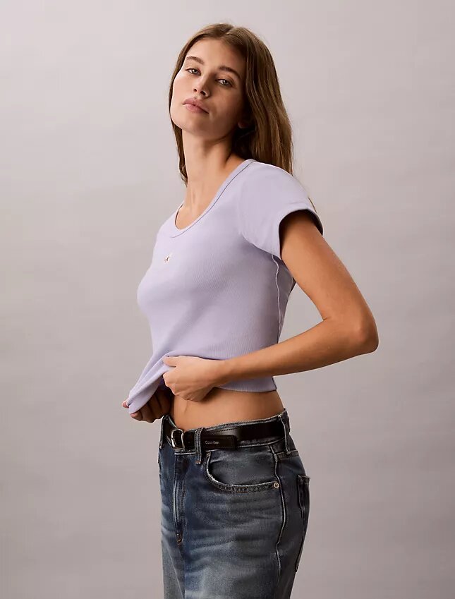 T-shirt slim in tessuto Monologo T-shirt slim in tessuto Monologo