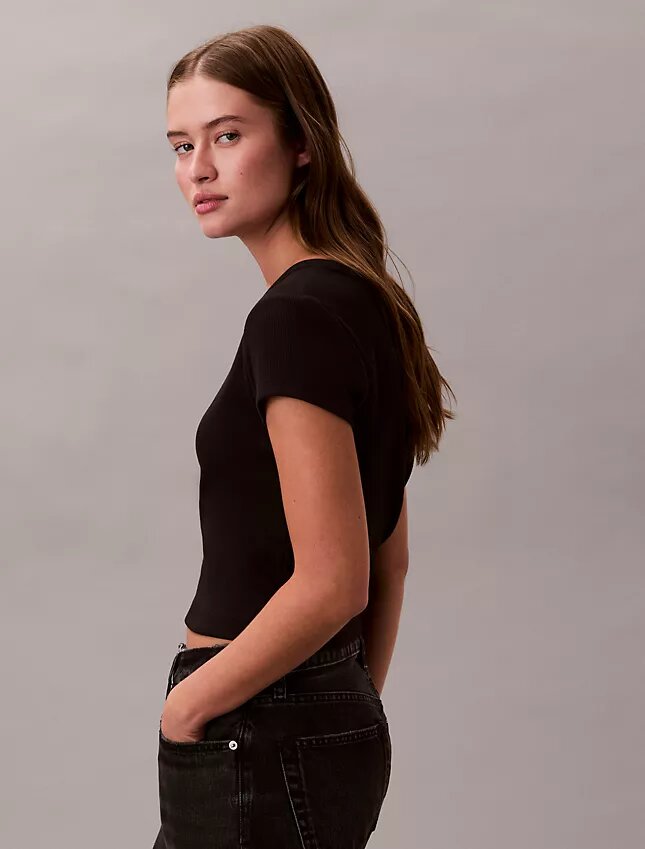 T-shirt slim in tessuto Monologo T-shirt slim in tessuto Monologo