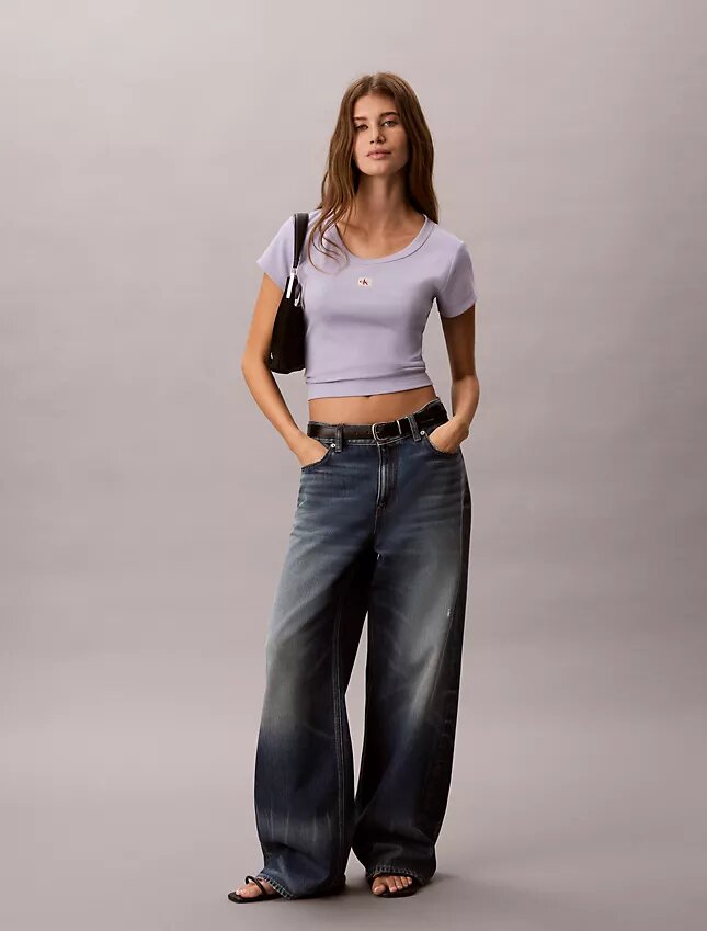 T-shirt slim in tessuto Monologo T-shirt slim in tessuto Monologo