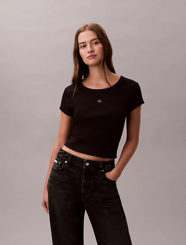 T-shirt slim in tessuto Monologo T-shirt slim in tessuto Monologo