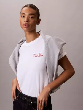 T-shirt squadrata con grafica Calvin Klein in corsivo