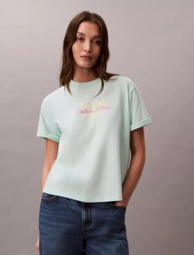 T-shirt squadrata con grafica del logo 1968