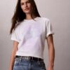 T-shirt squadrata con grafica del logo in stile script sbiadito T-shirt squadrata con grafica del logo in stile script sbiadito