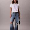 T-shirt squadrata con grafica del logo in stile script sbiadito T-shirt squadrata con grafica del logo in stile script sbiadito